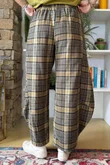 Patrick Plaid Brushed Cotton 7/8 Barrel Pant Olive